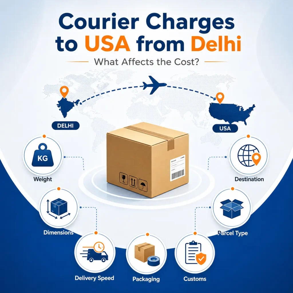 What affect courier charges to USA from Delhi